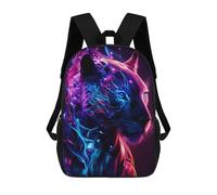 sinyumoney 3D Neon Tiger Portrait-14 Kid's Backpack Waterproof School Bag Bookbag Cute Rucksacks Fashion Casual Schoolbag for Kids for Girl Boy School 17inch