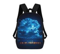 sinyumoney 3D Night Sky Thunderstorm Building Kid's Backpack Waterproof 17inch School Bag Cute Rucksacks Fashion Casual Schoolbag for Kids for Girl Boy School
