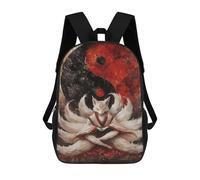 sinyumoney 3D Nine-Tailed Fox Yin Yang 17 Inch School Backpack Student Casual Backpack For Kid's Children's Daypack Bookbag Hiking Sports Outdoor Work Travel Laptop Bag