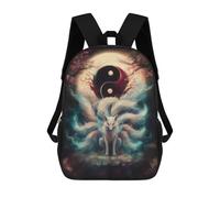 sinyumoney 3D Nine-Tailed Fox Yin Yang School Backpack Student Casual Backpack For Kid's Children's Daypack Bookbag Hiking Sports Outdoor Work Travel Laptop Bag 17inch