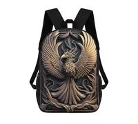 sinyumoney 3D Noble Golden Phoenix 17 Inch School Backpack Student Casual Backpack For Kid's Children's Daypack Bookbag Hiking Sports Outdoor Work Travel Laptop Bag