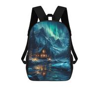 sinyumoney 3D Nordic Nature Aurora Night School Backpack Student Casual Backpack For Kid's Children's Daypack Bookbag Hiking Sports Outdoor Work Travel Laptop Bag 17inch