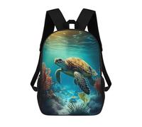 sinyumoney 3D Ocean Turtle Adventure Print Children Backpack for School Students Backpacks Schoolbag Shoulder Book Bags 17inch