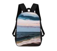 sinyumoney 3D Ocean View Printing Daypacks Kids Casual Backpack Knapsack High Capacity Rucksack Travel Laptop Book Bag 17inch