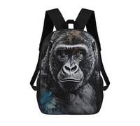 sinyumoney 3D Oil Painted Gorilla Printing Daypacks Kids Casual Backpack Knapsack High Capacity Rucksack Travel Laptop Book Bag 17inch