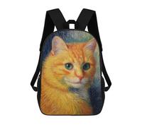 sinyumoney 3D Orange Tabby Cat Painting Kid's Backpack Waterproof 17inch School Bag Cute Rucksacks Fashion Casual Schoolbag for Kids for Girl Boy School