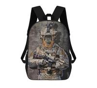 sinyumoney 3D Orangutan Elite Soldier Kid's Backpack Waterproof 17inch School Bag Cute Rucksacks Fashion Casual Schoolbag for Kids for Girl Boy School