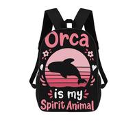 sinyumoney 3D Orcas Whales Spirit Animal Printing Daypacks Kids Casual Backpack Knapsack High Capacity Rucksack Travel Laptop Book Bag 17inch