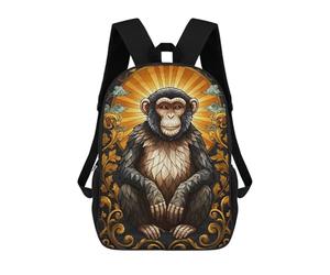 sinyumoney 3D Ornate Monkey Portrait School Backpack Student Casual Backpack For Kid's Children's Daypack Bookbag Hiking Sports Outdoor Work Travel Laptop Bag 17inch