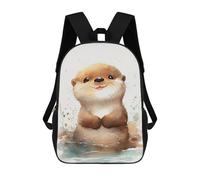 sinyumoney 3D Otter Cute Watercolor School Backpack Student Casual Backpack For Kid's Children's Daypack Bookbag Hiking Sports Outdoor Work Travel Laptop Bag 17inch