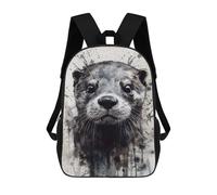 sinyumoney 3D Otter Wild Elegance Kid's Backpack Waterproof 17inch School Bag Cute Rucksacks Fashion Casual Schoolbag for Kids for Girl Boy School
