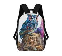 sinyumoney 3D Owl Watercolor Printing Daypacks Kids Casual Backpack Knapsack High Capacity Rucksack Travel Laptop Book Bag 17inch