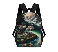 sinyumoney 3D Painting Mountain Duck Printing Daypacks Kids Casual Backpack Knapsack High Capacity Rucksack Travel Laptop Book Bag 17inch