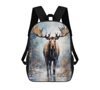 sinyumoney 3D Palette Moose Painting Kid's Backpack Waterproof 17inch School Bag Cute Rucksacks Fashion Casual Schoolbag for Kids for Girl Boy School