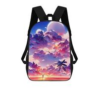 sinyumoney 3D Palm Trees Under A Dreamy Sky Print Children Backpack for School Students Backpacks Schoolbag Shoulder Book Bags 17inch