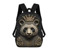 sinyumoney 3D Panda Gold Relief Deco 17 Inch School Backpack Student Casual Backpack For Kid's Children's Daypack Bookbag Hiking Sports Outdoor Work Travel Laptop Bag