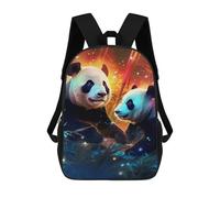 sinyumoney 3D Panda Pair in Bamboo Grove Print Children Backpack for School Students Backpacks Schoolbag Shoulder Book Bags 17inch