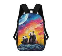 sinyumoney 3D Pandas Under A Cosmic Sky Kid's Backpack Waterproof School Bag Bookbag Cute Rucksacks Fashion Casual Schoolbag for Kids for Girl Boy School 17inch