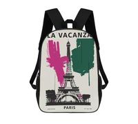 sinyumoney 3D Paris Eiffel Tower Poster 17 Inch School Backpack Student Casual Backpack For Kid's Children's Daypack Bookbag Hiking Sports Outdoor Work Travel Laptop Bag