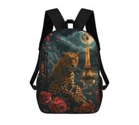 sinyumoney 3D Paris Leopard Romance Kid's Backpack Waterproof 17inch School Bag Cute Rucksacks Fashion Casual Schoolbag for Kids for Girl Boy School