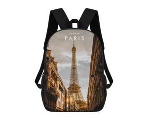 sinyumoney 3D Parisian Eiffel Tower Charm Kid's Backpack Waterproof School Bag Bookbag Cute Rucksacks Fashion Casual Schoolbag for Kids for Girl Boy School 17inch