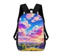 sinyumoney 3D Pastel Sky Cityscape Kid's Backpack Waterproof School Bag Bookbag Cute Rucksacks Fashion Casual Schoolbag for Kids for Girl Boy School 17inch
