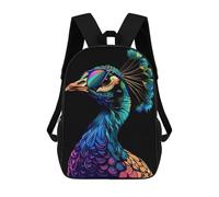 sinyumoney 3D Peacock Colorful Printing Daypacks Kids Casual Backpack Knapsack High Capacity Rucksack Travel Laptop Book Bag 17inch
