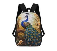 sinyumoney 3D Peacock Mosaic Artwork-1 School Backpack for Kids Adult,Animal Schoolbags Large Bookbags Casual Daypack with Side Mesh Pocket 17inch