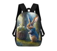 sinyumoney 3D Peter Rabbit's Adventure in The Forest 17 Inch School Backpack Student Casual Backpack For Kid's Children's Daypack Bookbag Hiking Sports Outdoor Work Travel Laptop Bag