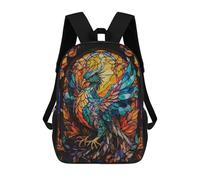 sinyumoney 3D Phoenix Stained Glass Printing Daypacks Kids Casual Backpack Knapsack High Capacity Rucksack Travel Laptop Book Bag 17inch