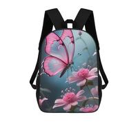 sinyumoney 3D Pink Butterfly Garden Print Children Backpack for School Students Backpacks Schoolbag Shoulder Book Bags 17inch