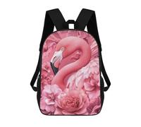 sinyumoney 3D Pink Flamingo in Bloom Printing Daypacks Kids Casual Backpack Knapsack High Capacity Rucksack Travel Laptop Book Bag 17inch
