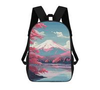 sinyumoney 3D Pink Mount Fuji Sakura Kid's Backpack Waterproof 17inch School Bag Cute Rucksacks Fashion Casual Schoolbag for Kids for Girl Boy School
