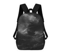 sinyumoney 3D Pirate Ship in The Storm School Backpack Student Casual Backpack For Kid's Children's Daypack Bookbag Hiking Sports Outdoor Work Travel Laptop Bag 17inch
