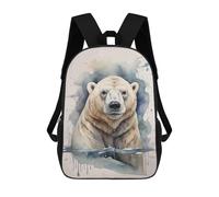 sinyumoney 3D Polar Bear in Watercolor Printing Daypacks Kids Casual Backpack Knapsack High Capacity Rucksack Travel Laptop Book Bag 17inch