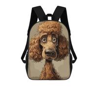 sinyumoney 3D Poodle Caricature Printing Daypacks Kids Casual Backpack Knapsack High Capacity Rucksack Travel Laptop Book Bag 17inch