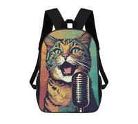 sinyumoney 3D Pop Singer Cat School Backpack Student Casual Backpack For Kid's Children's Daypack Bookbag Hiking Sports Outdoor Work Travel Laptop Bag 17inch