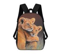 sinyumoney 3D Printed 17inch Adorable Lion Cubs Children's School Bags Rucksacks High Capacity Travel Kids School Bag Fashion Book Bags Boy Girl Back Pack