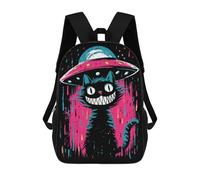 sinyumoney 3D Printed 17inch Alien Cat Invasion Art Print Children's School Bags Rucksacks High Capacity Travel Kids School Bag Fashion Book Bags Boy Girl Back Pack