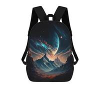sinyumoney 3D Printed 17inch Alien Planet Landscape Children's School Bags Rucksacks High Capacity Travel Kids School Bag Fashion Book Bags Boy Girl Back Pack