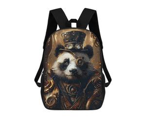 sinyumoney 3D Printed 17inch Animal Steampunk Panda Children's School Bags Rucksacks High Capacity Travel Kids School Bag Fashion Book Bags Boy Girl Back Pack
