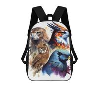 sinyumoney 3D Printed 17inch Backpack 4 Birds Heads Watercolor Children's Travel Lightweight School Bags Boys Girls School Bag for Middle School Students
