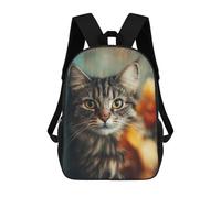 sinyumoney 3D Printed 17inch Backpack Adorable Tabby Cat Close-Up Children's Travel Lightweight School Bags Boys Girls School Bag for Middle School Students