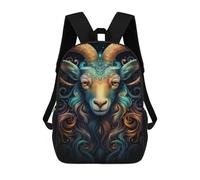 sinyumoney 3D Printed 17inch Backpack Ancient Zodiac Goat Art Print Children's Travel Lightweight School Bags Boys Girls School Bag for Middle School Students