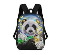 sinyumoney 3D Printed 17inch Backpack Astronaut Giant Panda Children's Travel Lightweight School Bags Boys Girls School Bag for Middle School Students