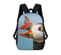 sinyumoney 3D Printed 17inch Backpack Atlantic Puffin Butterfly Children's Travel Lightweight School Bags Boys Girls School Bag for Middle School Students