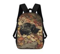 sinyumoney 3D Printed 17inch Backpack Autumn Leaves Black Cat Painting Children's Travel Lightweight School Bags Boys Girls School Bag for Middle School Students