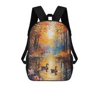 sinyumoney 3D Printed 17inch Backpack Autumn River Ducks Children's Travel Lightweight School Bags Boys Girls School Bag for Middle School Students