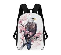 sinyumoney 3D Printed 17inch Backpack Bald Eagle Cherry Blossom Children's Travel Lightweight School Bags Boys Girls School Bag for Middle School Students