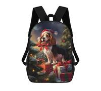 sinyumoney 3D Printed 17inch Backpack Beagle Christmas Children's Travel Lightweight School Bags Boys Girls School Bag for Middle School Students